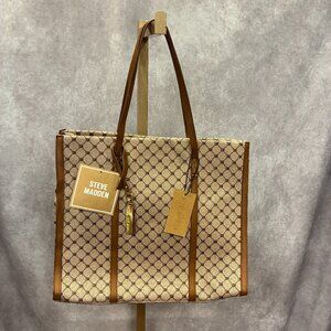 Steve Madden Multipurpose Cognac BBerlin Logo Monogram Tote, Bag in Bag.